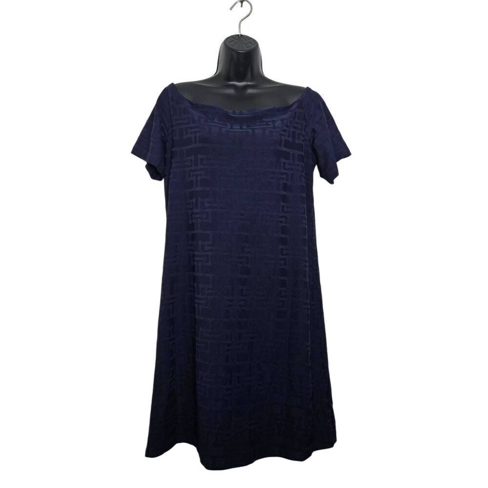 J. McLaughlin Dress Size Large Off Shoulder Square Neck Textured Short Sleeve